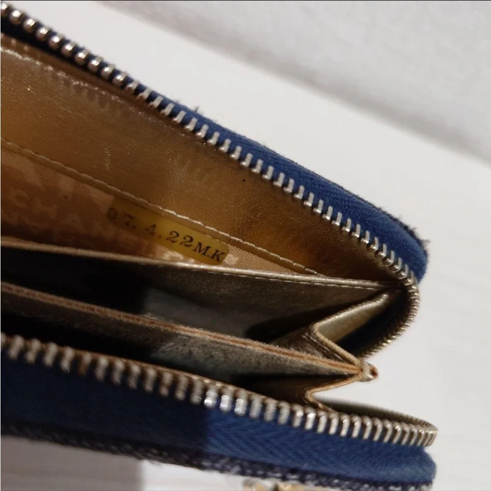 Chanel Wallet Denim Zip Around Zippy Rare CC Charm Coin Case Card Holder Mini
